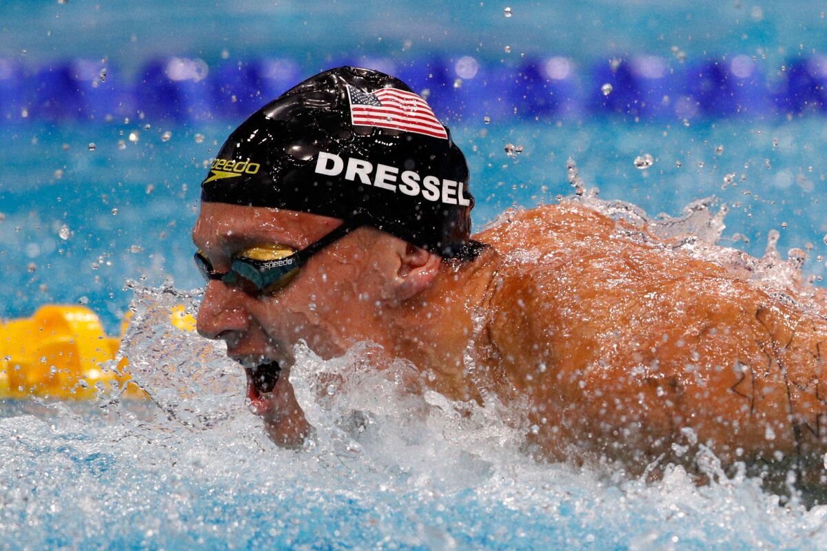 Caeleb Dressel competes during the men's 4x100-meter medley relay final at the World Championships on July 30 in Budapest, Hungary.