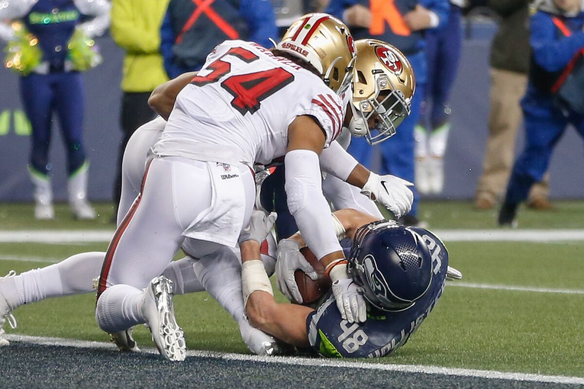 The San Franciso 49ers’ win over the Seattle Seahawks lifted NBC's "Sunday Night Football" to the top of the weekly ratings.