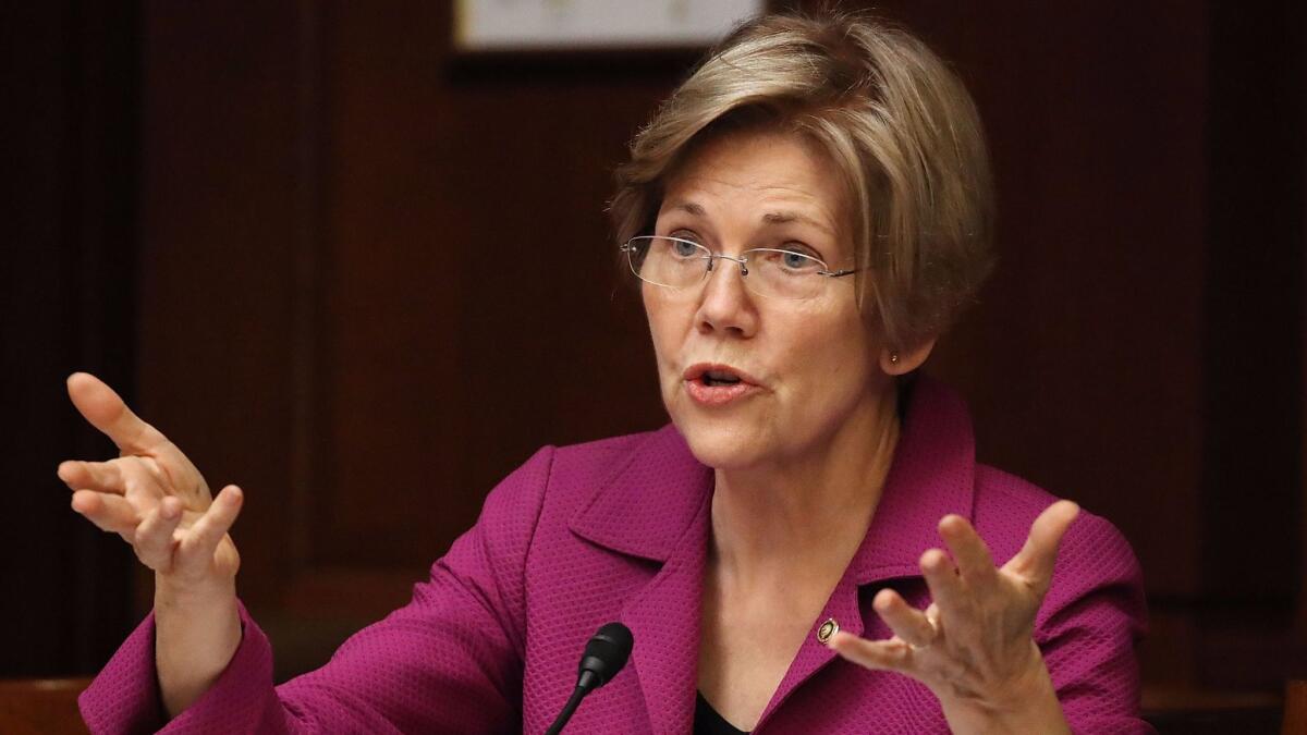 Sen. Elizabeth Warren (D-Mass.) speaks during a Capitol Hill hearing on July 19.