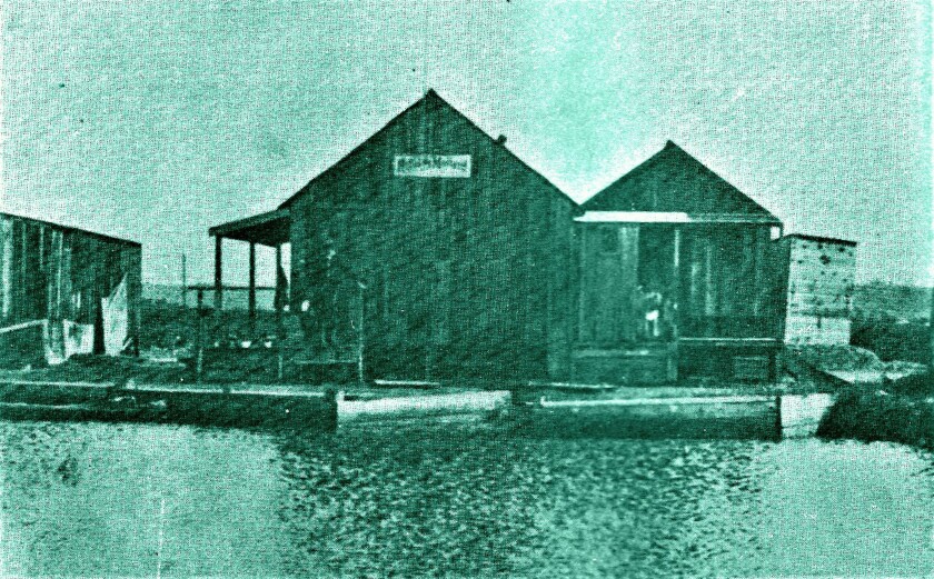 The Hotel de Mallard was one of the shacks at Duckville, a tiny community on the salt marsh of False Bay (Mission Bay).