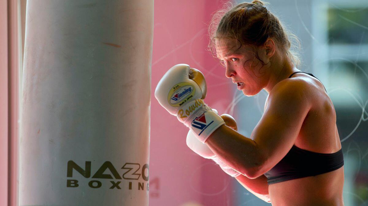 Ronda Rousey works out at Glendale Fighting Club, where she trained during her rise to UFC women's bantamweight champion and superstar athlete.