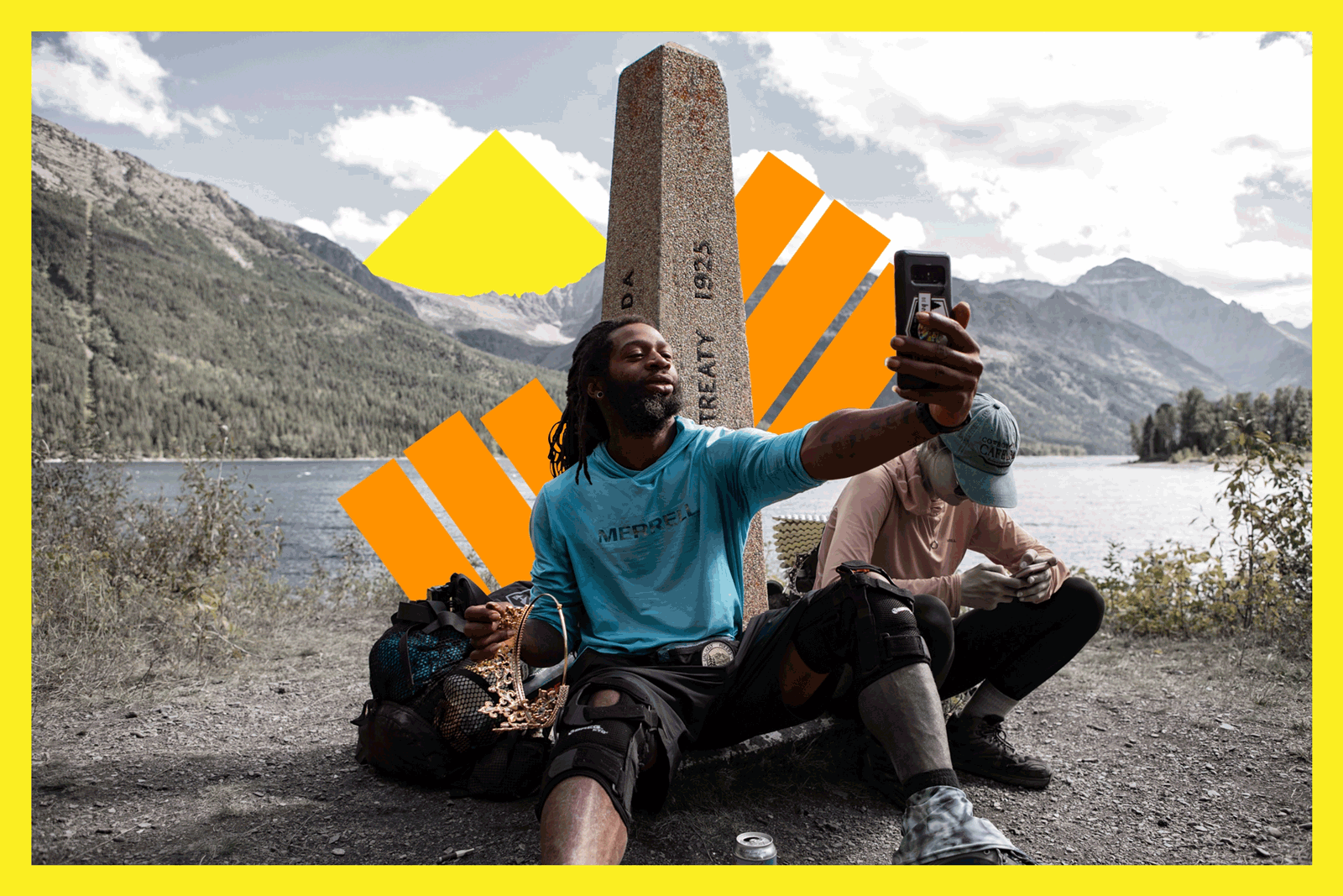 Akuna Robinson takes a selfie near a lake