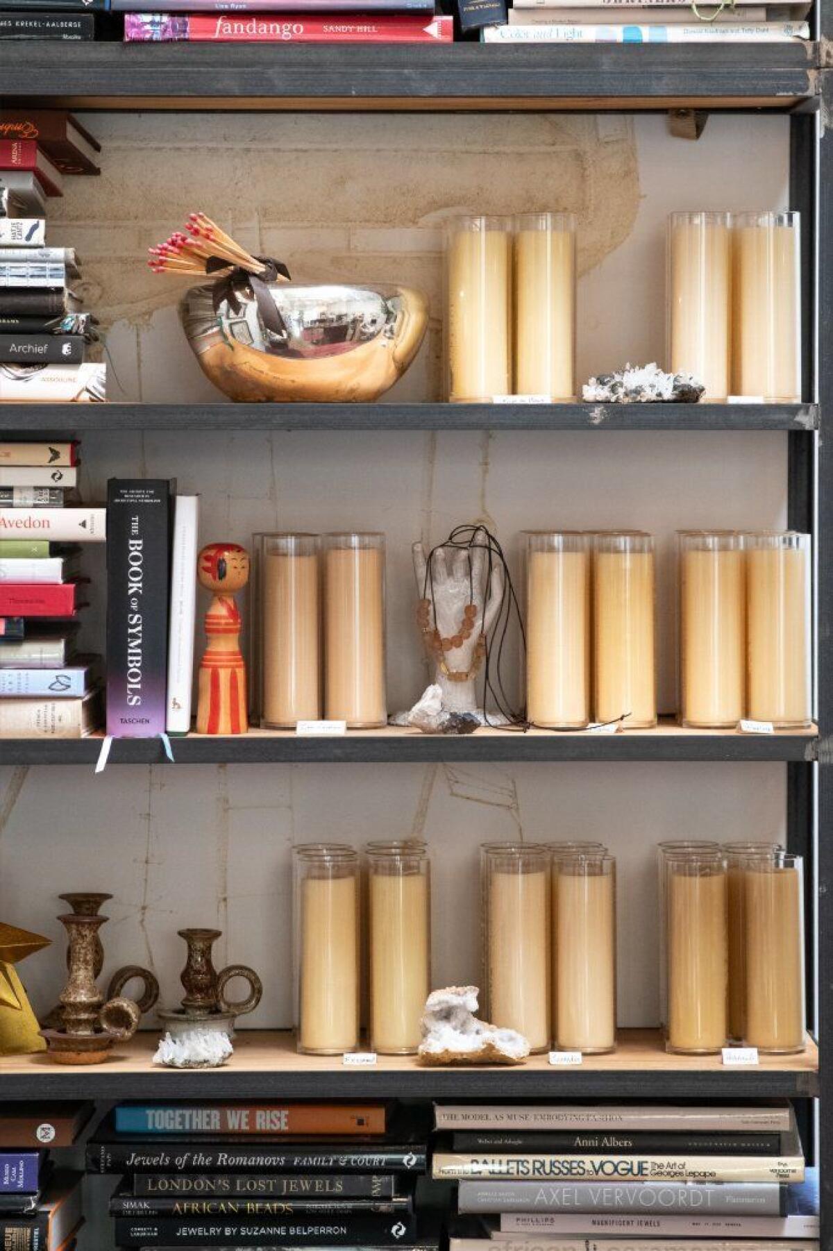 Beeswax candles on display at LFrank, Frankfurt's jewelry and lingerie store in Venice.