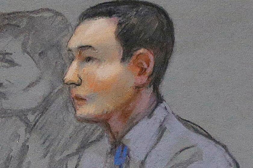 A May 13 courtroom sketch of Azamat Tazhayakov, a college friend of Boston Marathon bombing suspect Dzhokhar Tsarnaev.