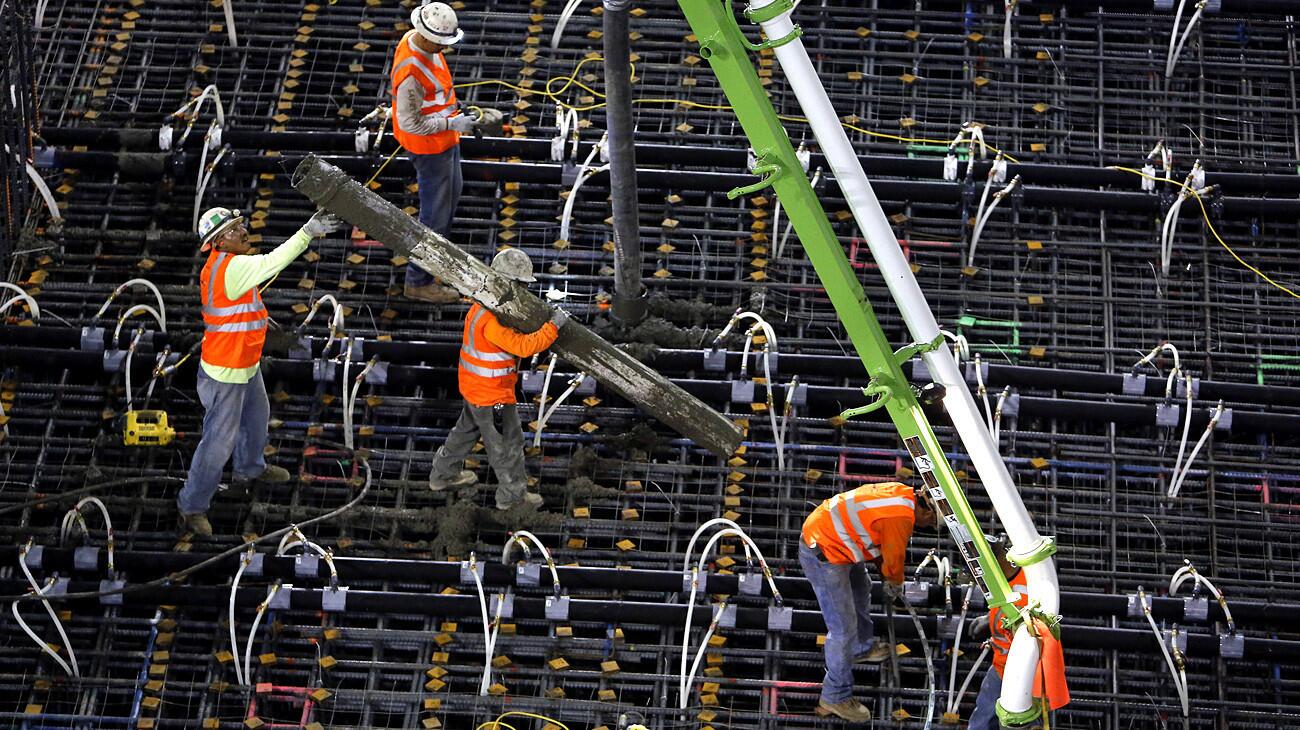 Record concrete pour in downtown L.A.