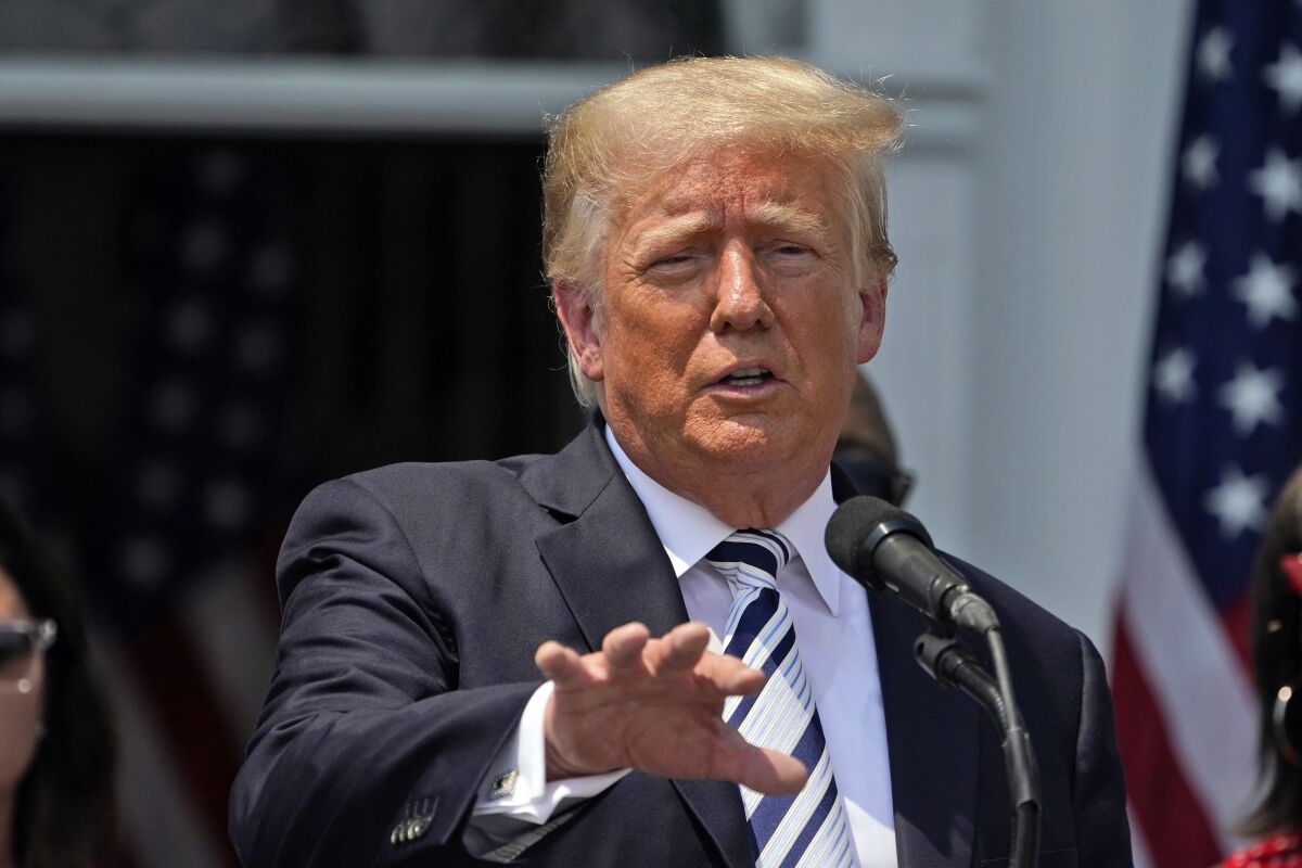 Former President Trump speaks at his golf club in Bedminster, N.J., on July 7.