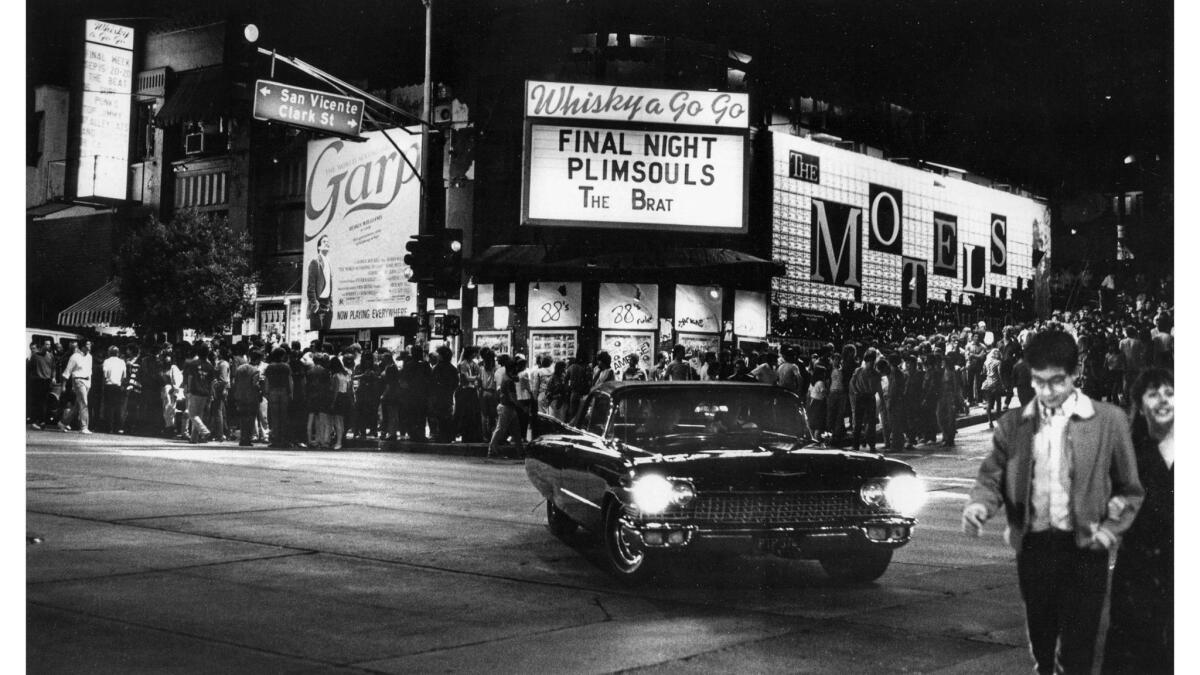 Sept. 19, 1982: Crowds gather along the Sunset Strip to hear the Plimsouls and attend the last night of live entertainment at the popular Whisky a Go Go.