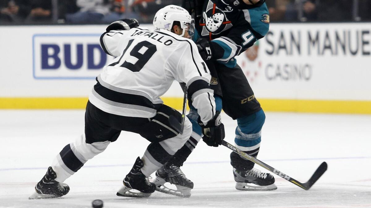 Los Angeles Kings and Anaheim Ducks games are broadcast on the Fox regional sports networks, which are up for sale. Above, Kings player Alex Iafallo during a game this month in Los Angeles.