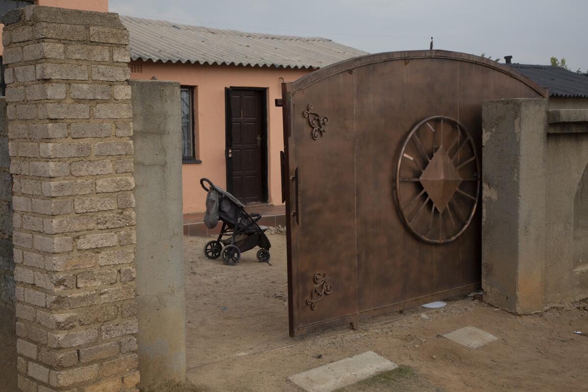 Baby stroller outside a home