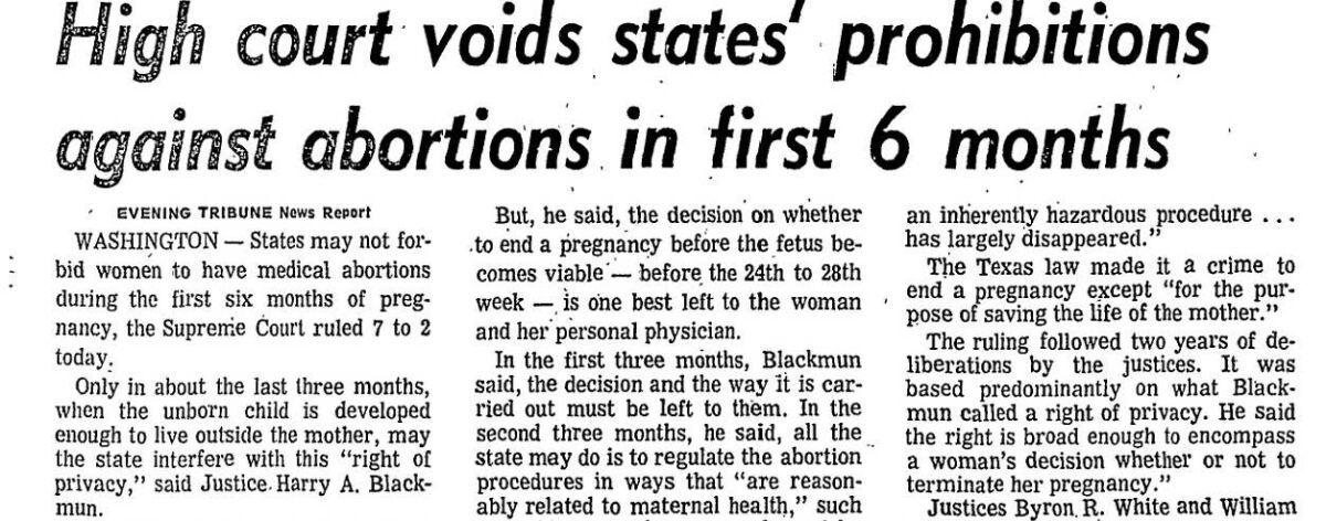 Headline from the front page of the Evening Tribune, Jan. 22, 1972.