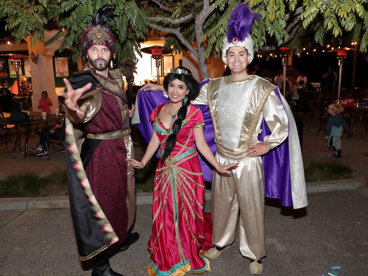 Characters were on hand to pose with the children: Jafar, Jasmine, and Aladdin