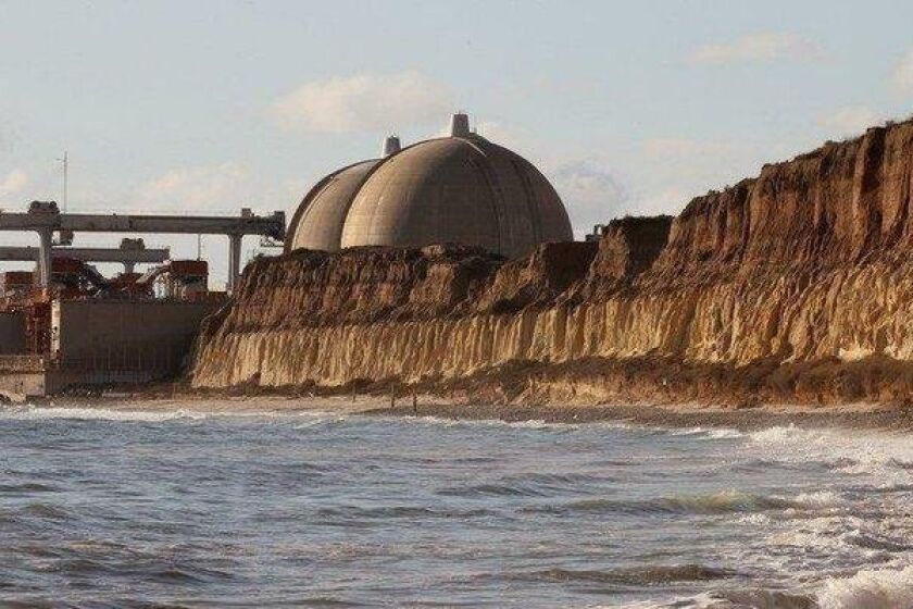 An exterior view of the shuttered San Onofre plant.
