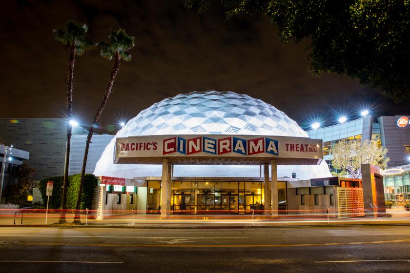 HOLLYWOOD, CA --MARCH 20, 2020 -A quiet and empty Cinerama Dome of the ArcLight Cinemas, on Sunset Boulevard, in Hollywood, CA, March 20, 2020. (Jay L. Clendenin / Los Angeles Times)