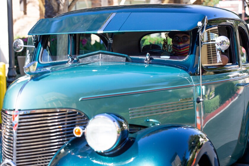 Alex Ortega, from Chula Vista, in his 1939 Chevy Master Deluxe at Otay Ranch shopping center.