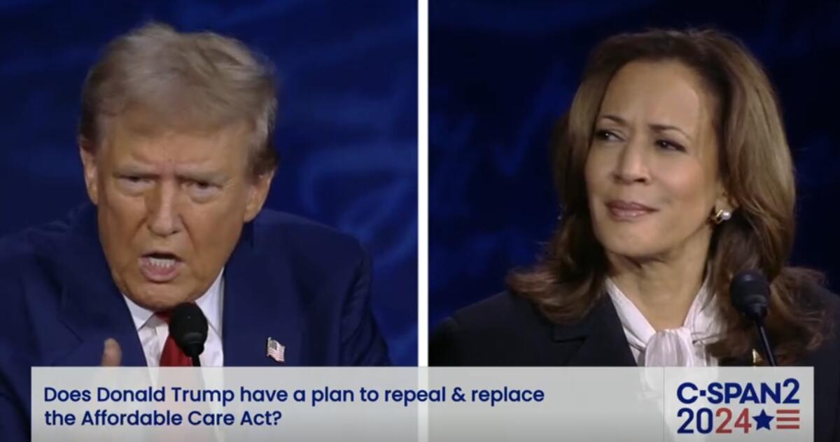 Side by side photos of Donald Trump and Kamala Harris