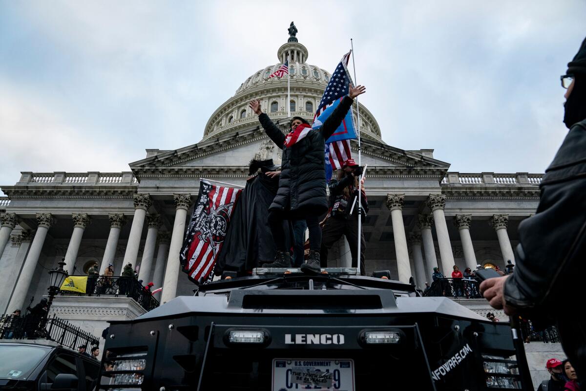 Supporters of then-President Trump wage an insurrection outside the U.S. Capitol on Jan. 6, 2021.
