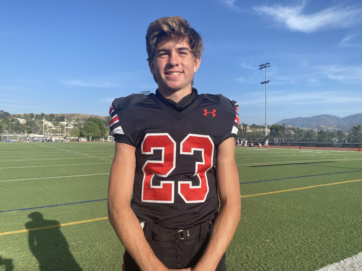 Freshman Tim Larkins threw two touchdowns in Newhall Hart's 28-6 victory over Santa Clarita West Ranch on Thursday.