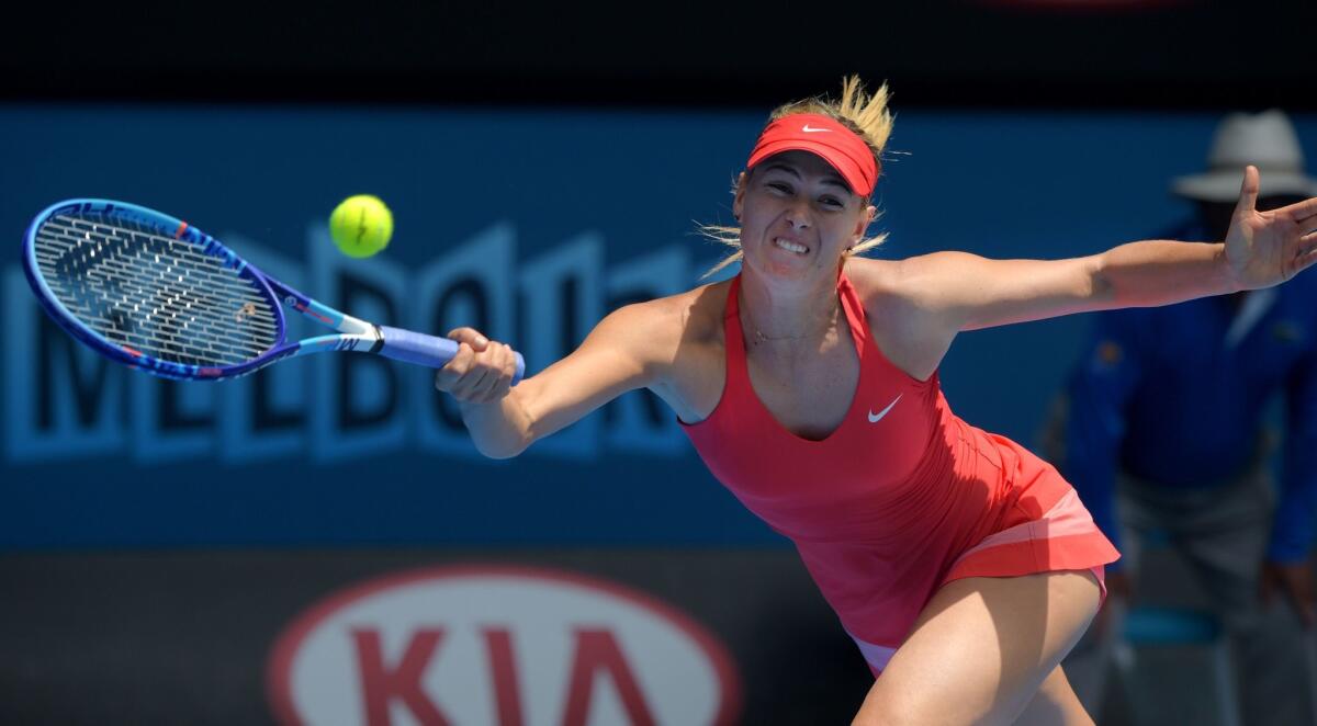 Maria Sharapova defeated Peng Shuai, 6-3, 6-0, on Sunday to advance to the Australian Open quarterfinals.
