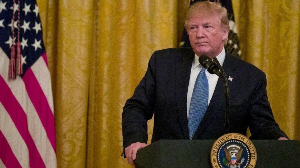 President Trump at a White House event on the environment on July 8, 2019.