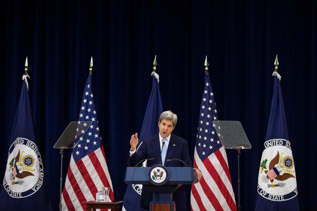 Secretary of State John Kerry outlines his proposals for resolving the Israeli-Palestinian conflict.