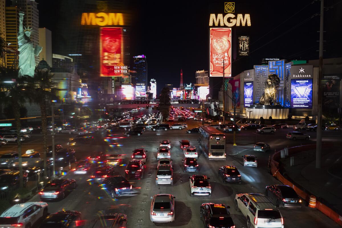 A Lunar New Year ad is displayed on an MGM Resorts billboa 