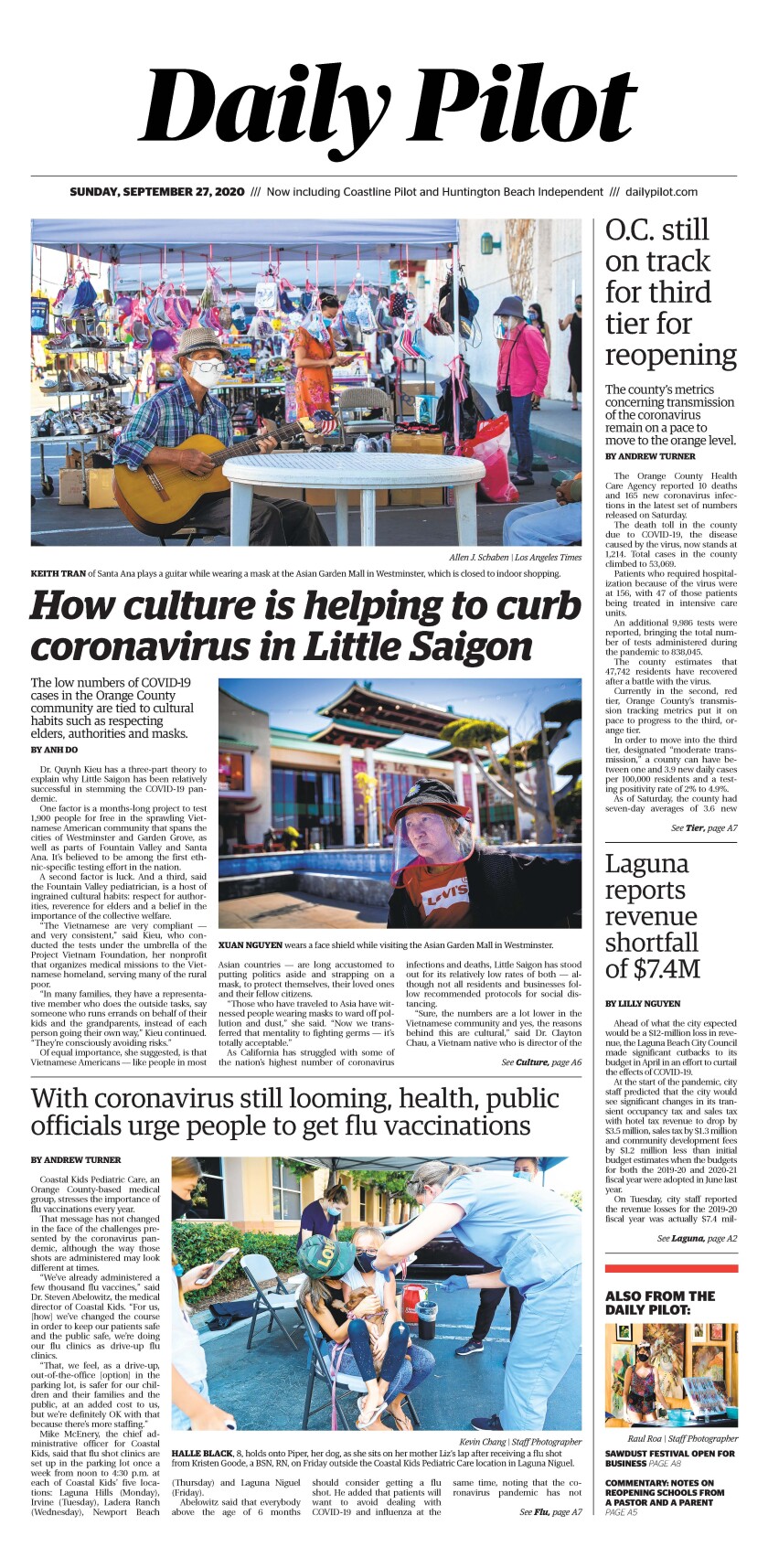 Sunday's Daily Pilot cover.