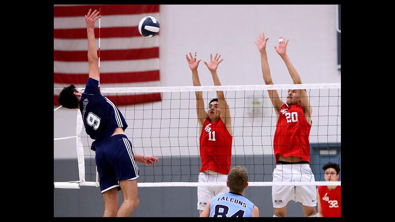 Photo Gallery: Crescenta Valley High boys volleyball vs. Burroughs High at home
