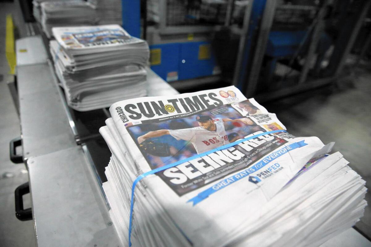 The Chicago Sun-Times is obligated by a $25-million annual printing and distribution contract with the Chicago Tribune through 2019.