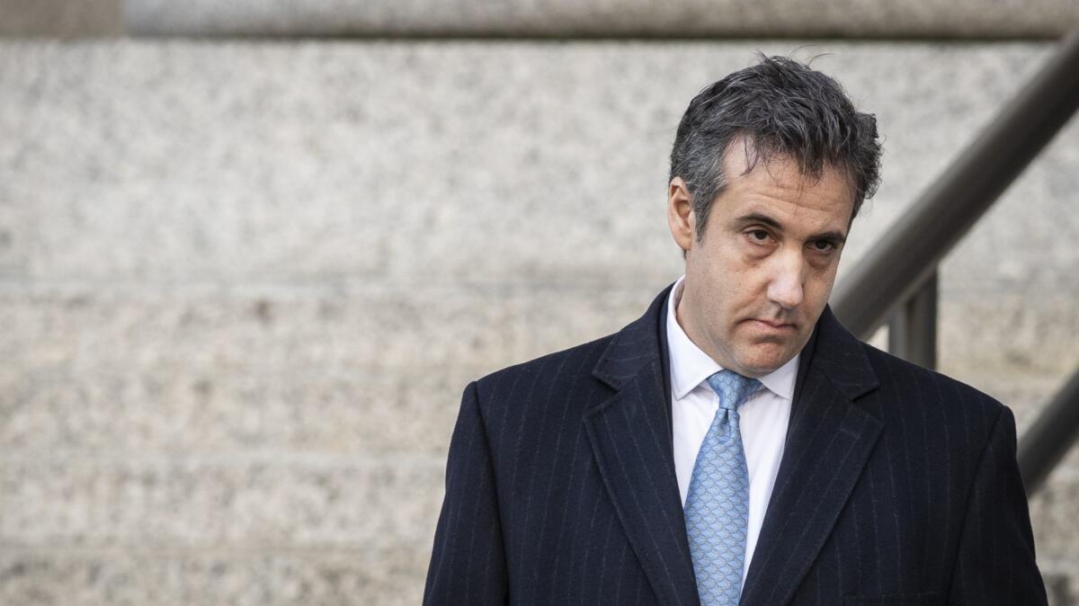 Michael Cohen, President Trump's former personal lawyer, leaves federal court in New York on Thursday after a surprise appearance.