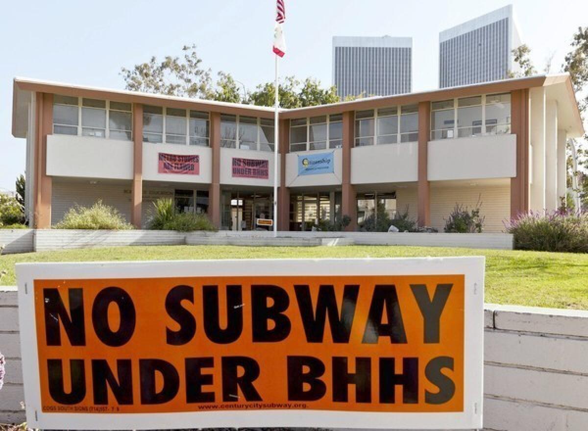 Some in Beverly Hills oppose construction of a subway tunnel under Beverly Hills High School.