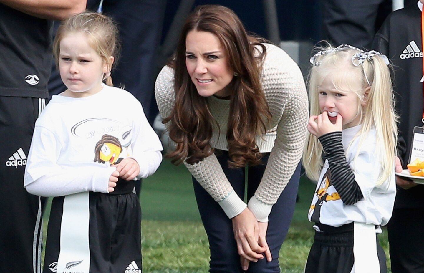 Catherine, Duchess of Cambridge, watches Rippa Rugby in the Forsyth Barr Stadium.