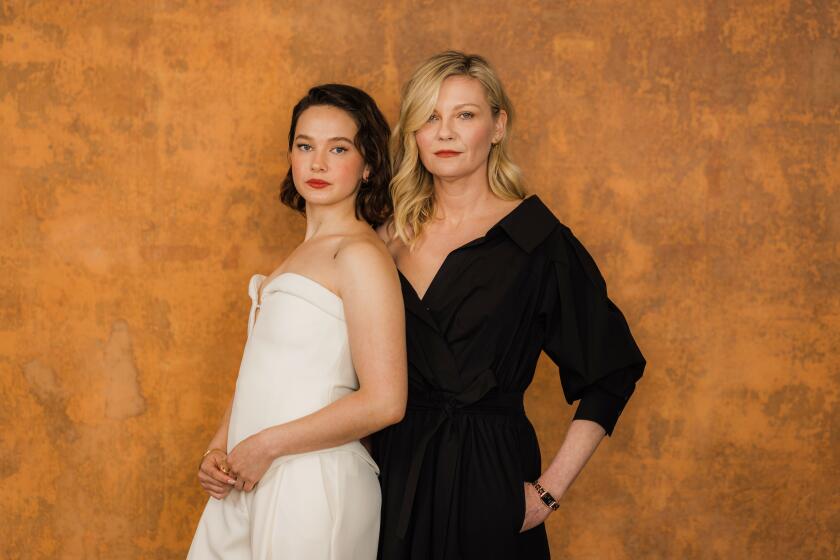 Los Angeles, CA - April 02: Kirsten Dunst and Cailee Spaeny pose for a portrait as they promote their new film, "Civil War," at Four Seasons Beverly Hills on Tuesday, April 2, 2024 in Los Angeles, CA. (Jason Armond / Los Angeles Times)