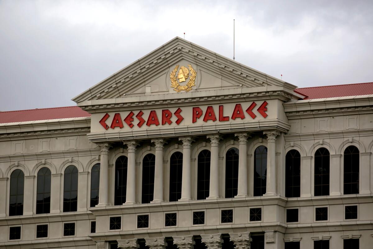 An exterior view of Caesars Palace hotel and casino in Las Vegas.