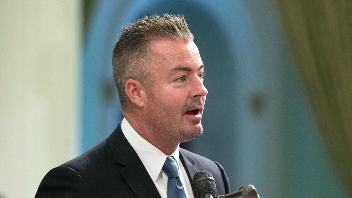 California Assemblyman Travis Allen (R-Huntington Beach) is a traditional GOP conservative and a staunch Trump supporter. (Rich Pedroncelli / Associated Press)