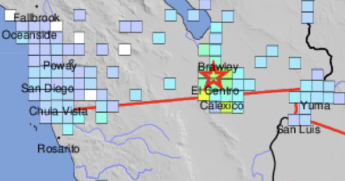 A 4.8 magnitude earthquake near El Centro slightly shook much of San Diego County shortly after midnight