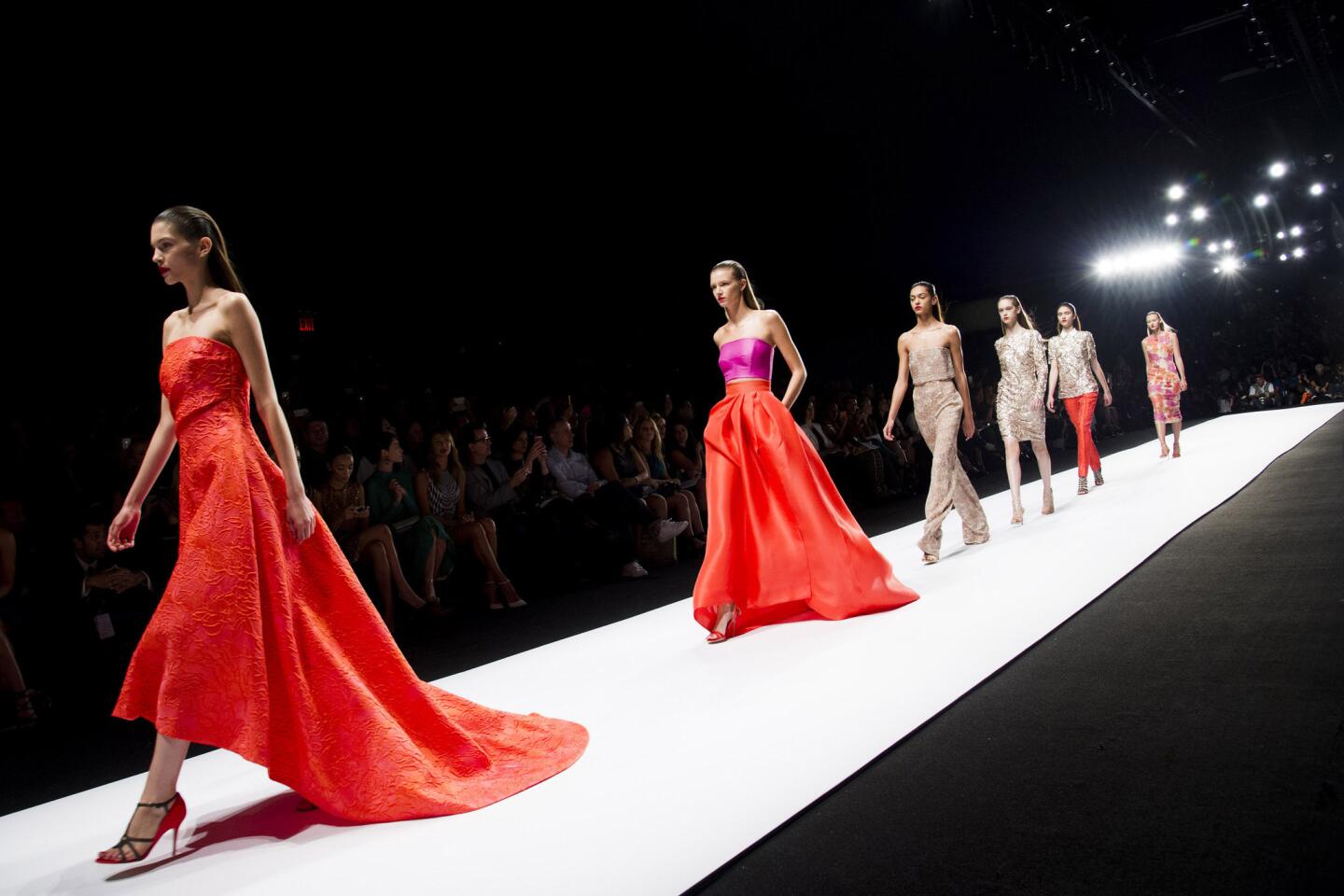 Monique Lhuillier had breezy ball gowns and Deco embroideries.