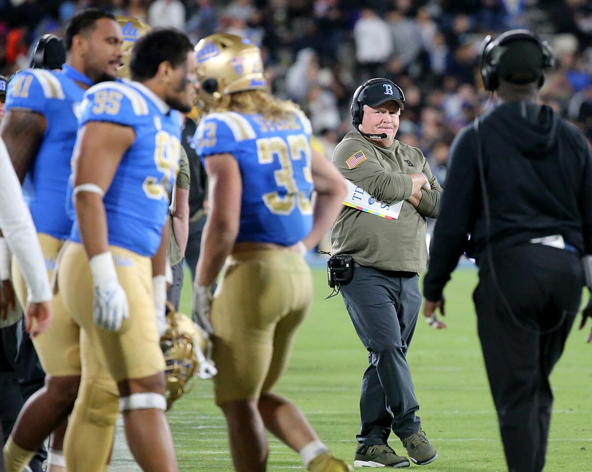 UCLA coach Chip Kelly reacts after the Bruins fail to score against Arizona State on fourth down.