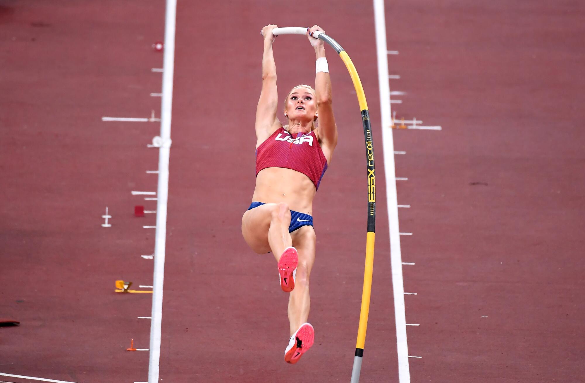 USA's Katie Nageotte wins the gold medal in the women's pole vault final.