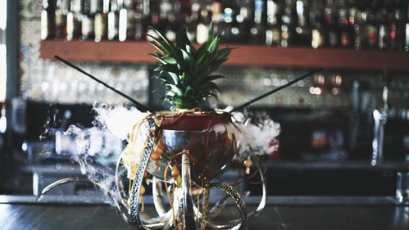 Priced at $100, this "Creature from Beneath the Sea" cocktail serves five to 10 people at Miss B's Coconut Club in Pacific Beach. (Courtesy photo)
