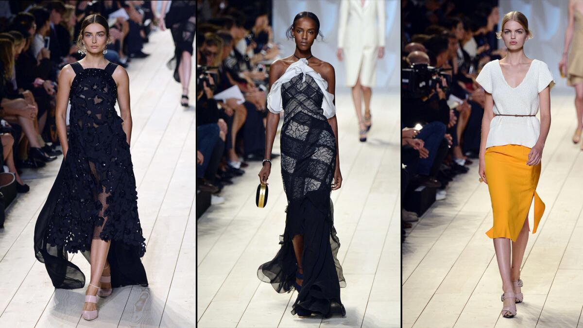Three looks from the Nina Ricci spring/summer 2015 collection.
