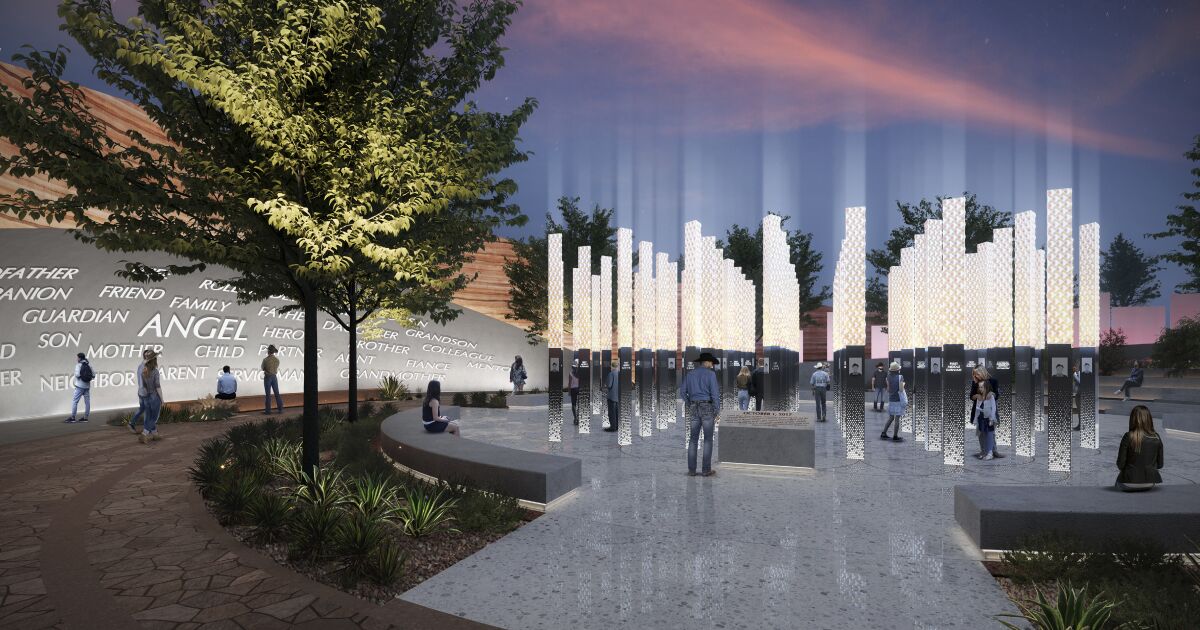 Design for Las Vegas Strip mass shooting memorial features a garden path and 58 beams of light