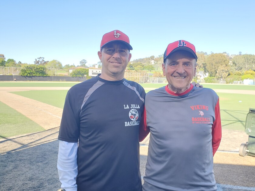 La Jolla High School head baseball coach Gary Frank and his father, Howard Frank