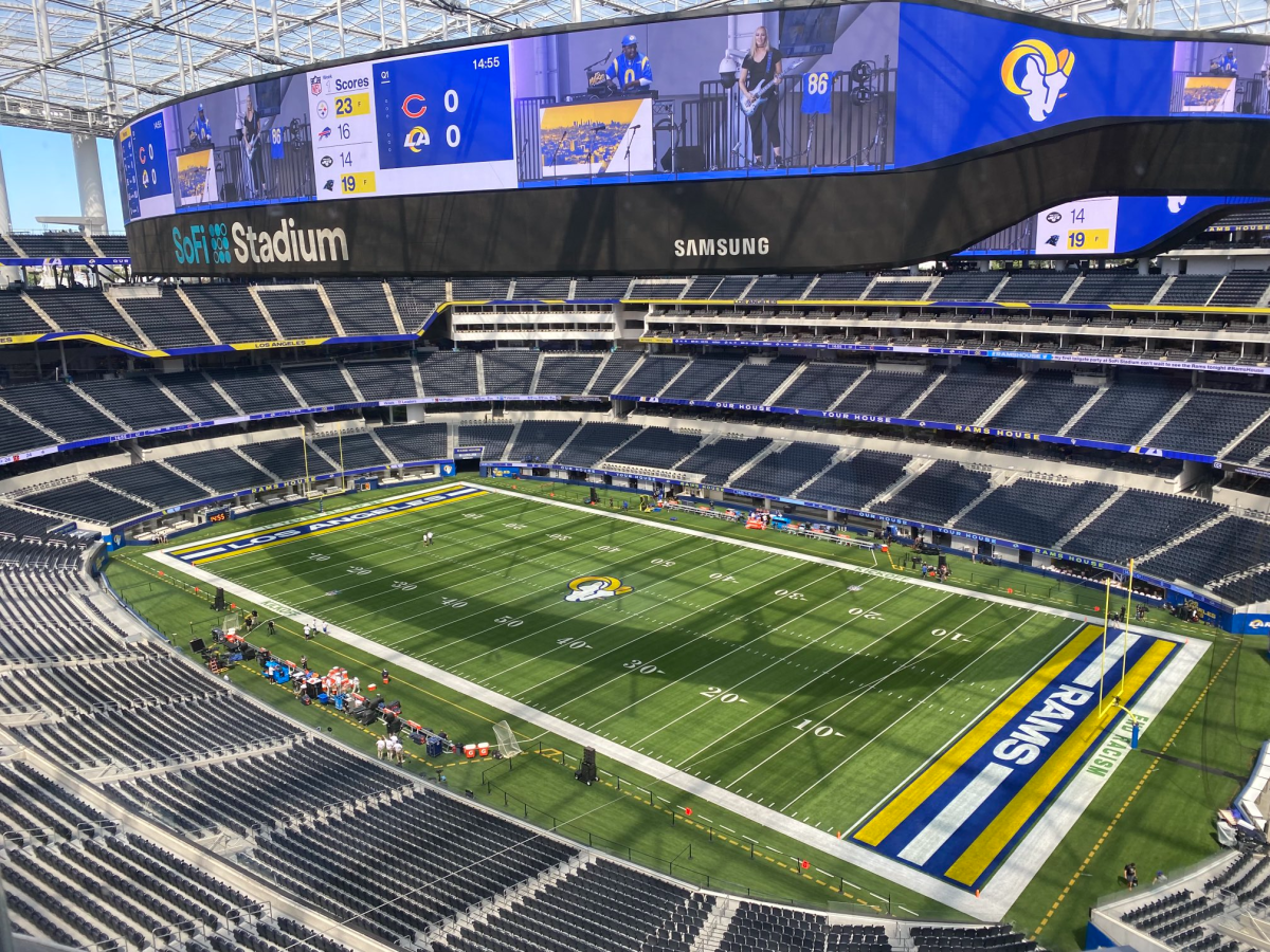 A view of the field at SoFi Stadium in Inglewood before the Rams' season opener.