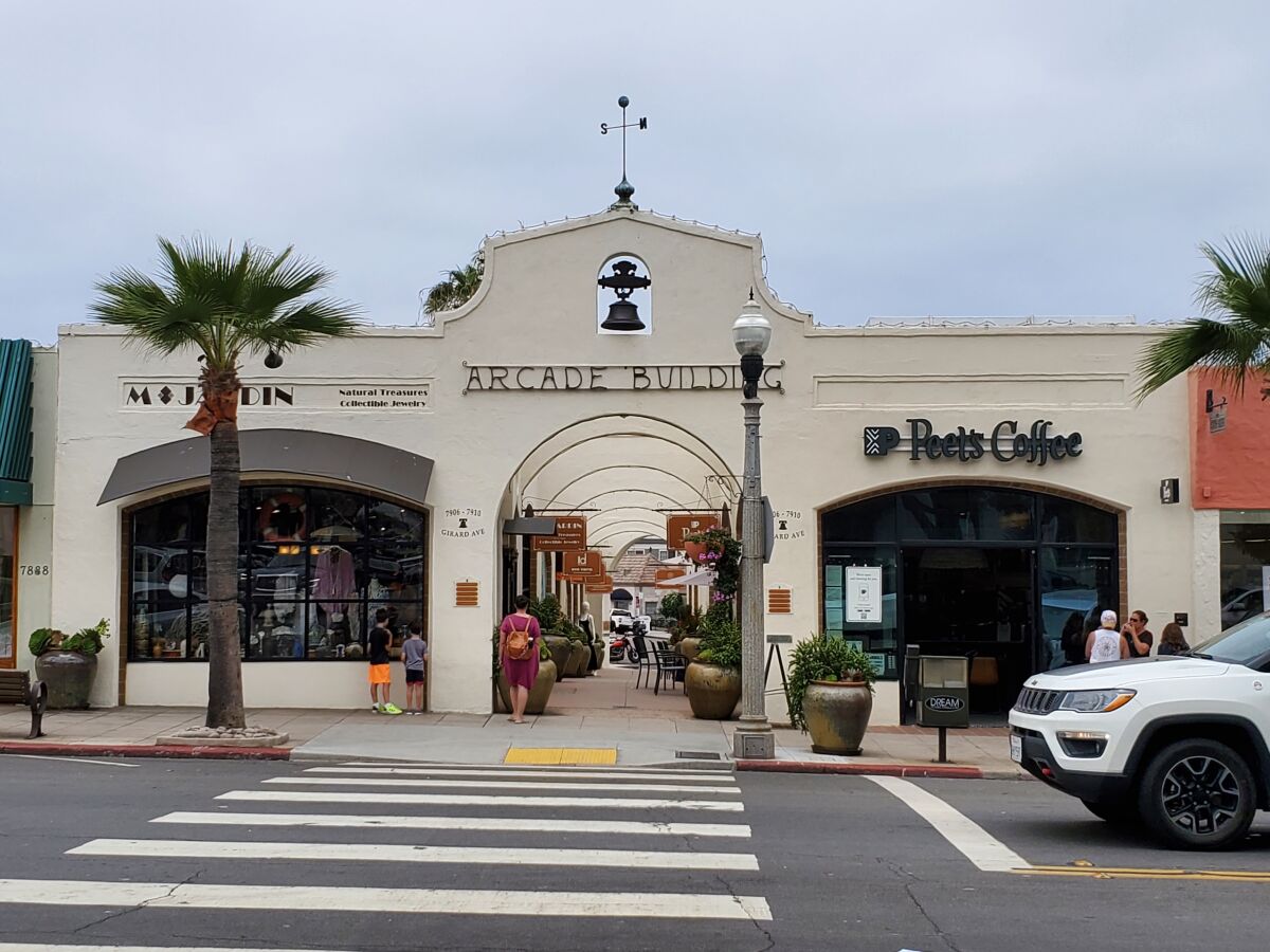 The Arcade Building on Girard Avenue in La Jolla was constructed in the 1920s.