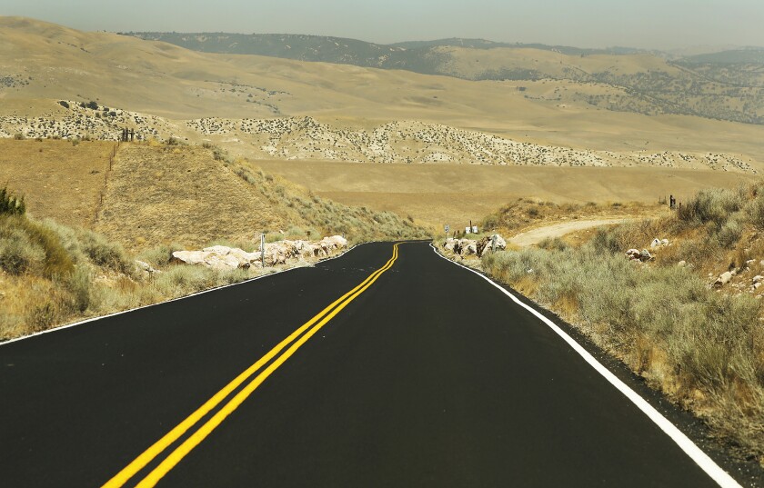 A newly paved road in the Oso Drainage Open Space on Tejon Ranch 