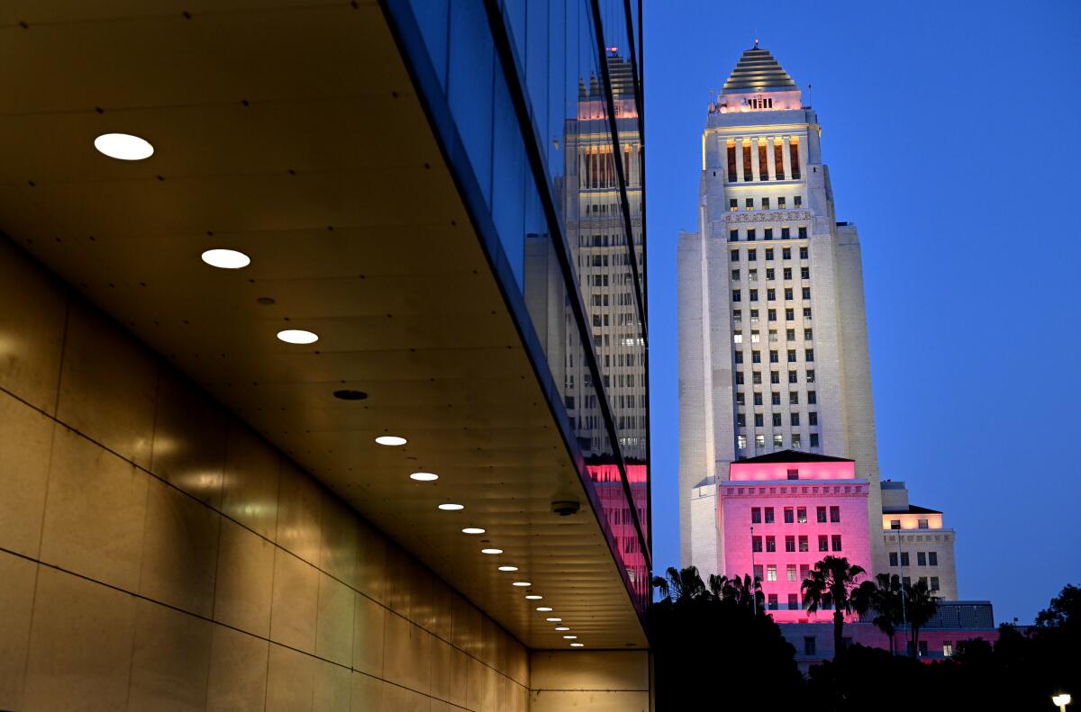 Los Angeles City Hall on April 20, 2023. 
