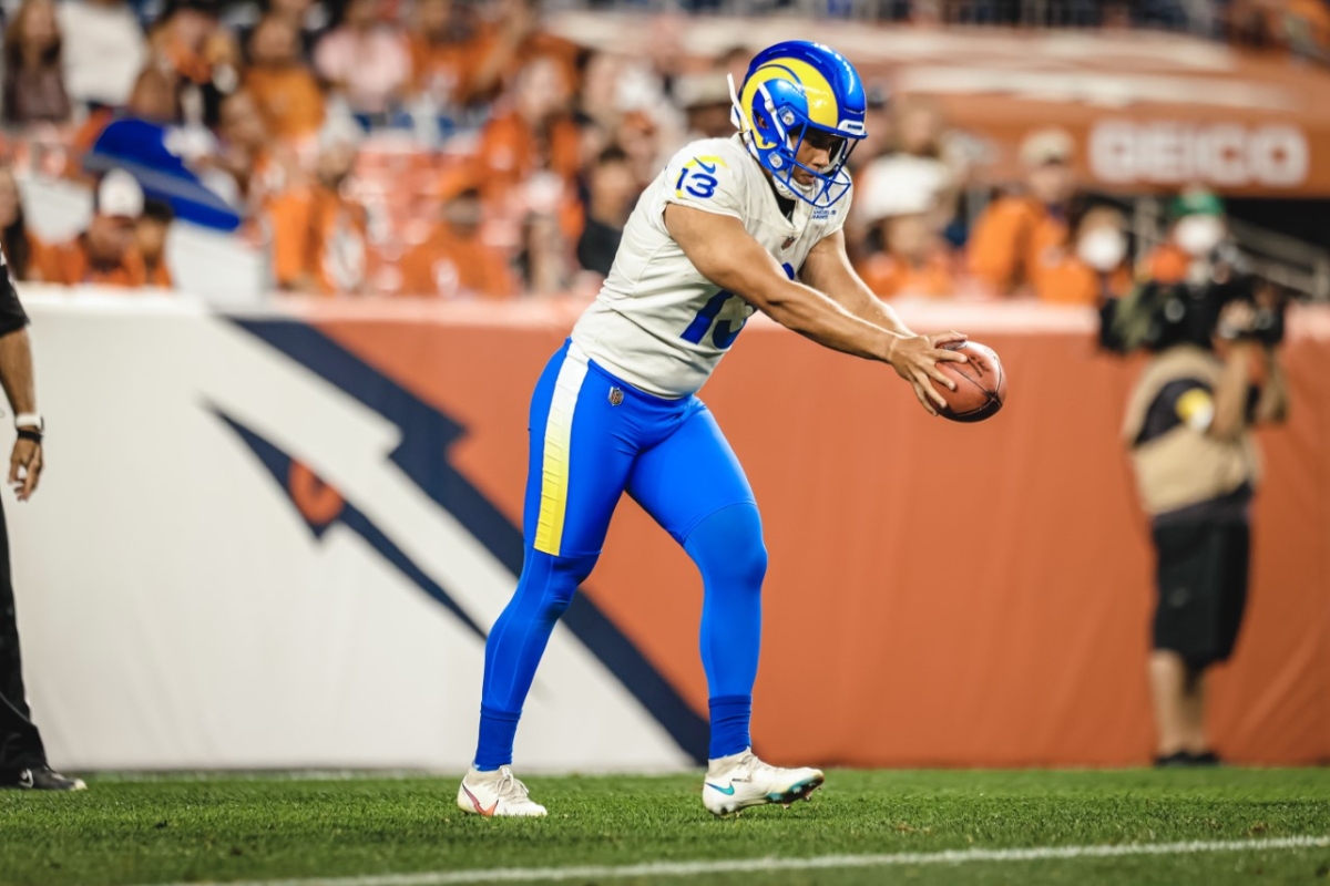 Corey Bojorquez punts during the Rams' preseason loss against the Denver Broncos on Saturday.