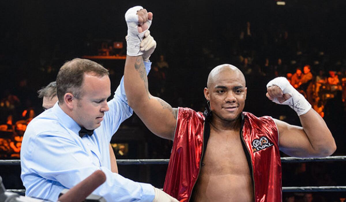 Oscar Rivas is declared the winner of an April 4, 2015, fight against Oezcan Cetinkaya in Quebec City, Canada.