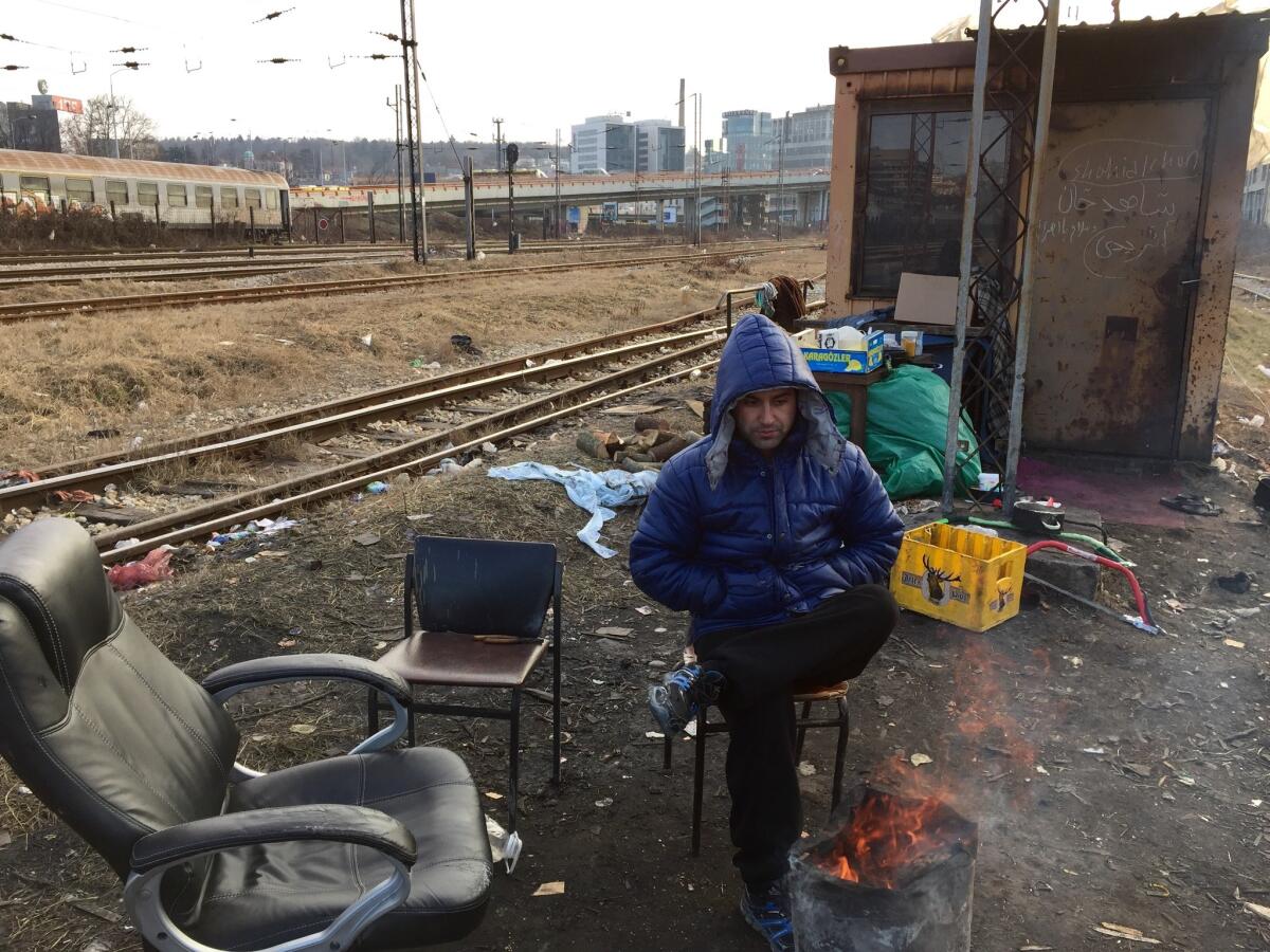 Tariq Stanikzay, 25, has tried six times to cross into the EU from Serbia. He sleeps in a shed along the train tracks in Belgrade with six other Afghan migrants.
