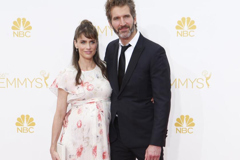 Amanda Peet, David Benioff welcomed their third child: a baby boy named Henry. Above, the couple arriving at the Primetime Emmy Awards in August.
